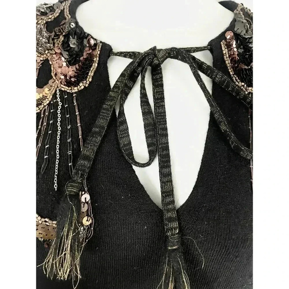 Nanette Lepore Kartika Mini Dress Sz S 100% Merino Wool Sequins Shoulder Classic - Picture 6 of 10